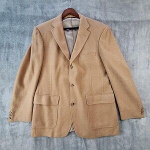 Orvis Blazer Mens 44 Long Beige 3 Button Single Vent Sport Coat Jacket USA